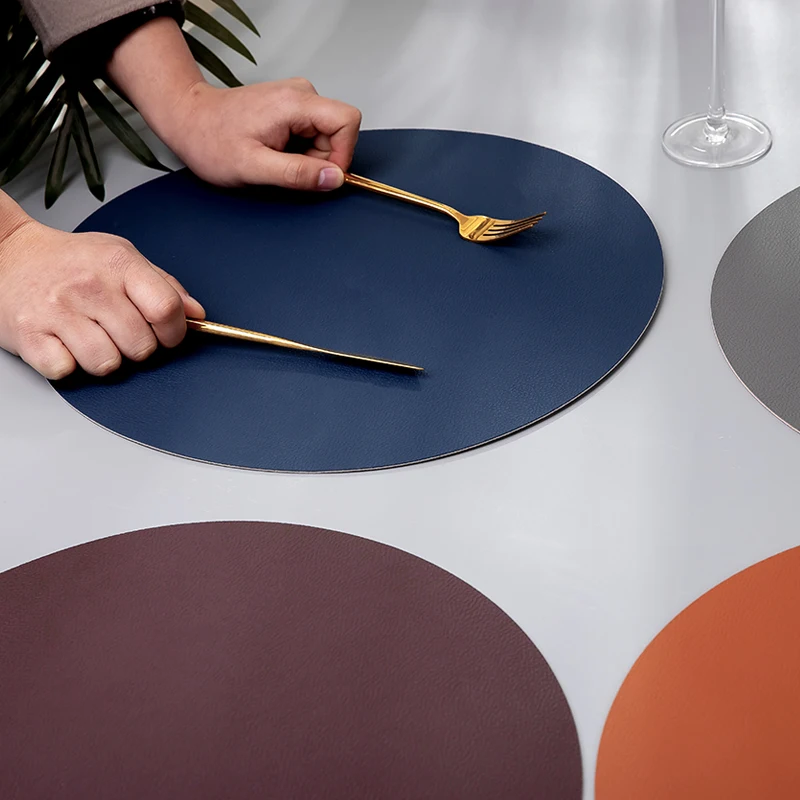 

PU Leather Waterproof Placemat Tableware Pad Table Mat Heat Insulation Anti-skidding Durable for Kitchen Dining Bowl Non-Slip