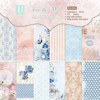 

KSCRAFT 12pcs 6" Single-side Printed You Me pattern creative papercraft art paper handmade scrapbooking kit set books