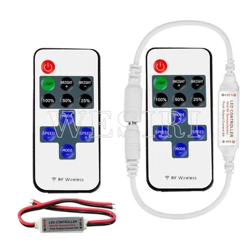 

11key RF Wireless Remote Controller Mini Dimmer DC 5V-24V 12A For Single Color LED Strip Light