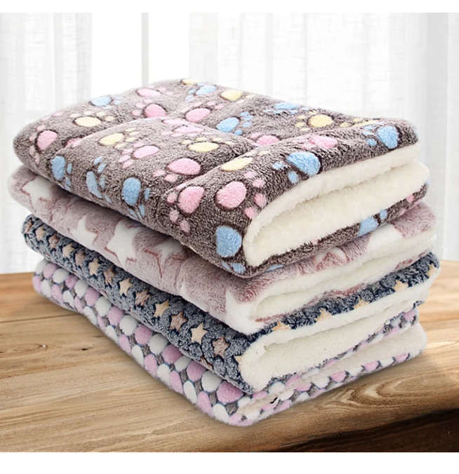 

Soft Flannel Pet Mat Dog Bed Mat Foot Print Warm Sleeping Mattress Winter Thicken Warm For Small Medium Large Dogs Sofa Cover