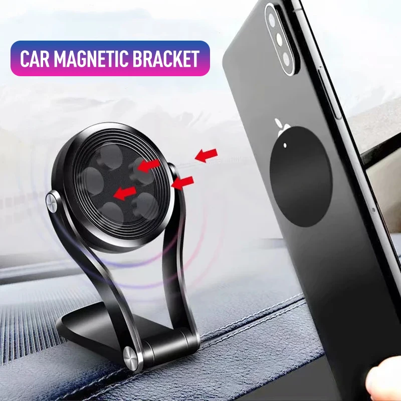 

Magnetic 360Â° Spin Adjustable Car Phone Holder Stand Dashboard For iPhone Android Samsung Universal Car Accessories