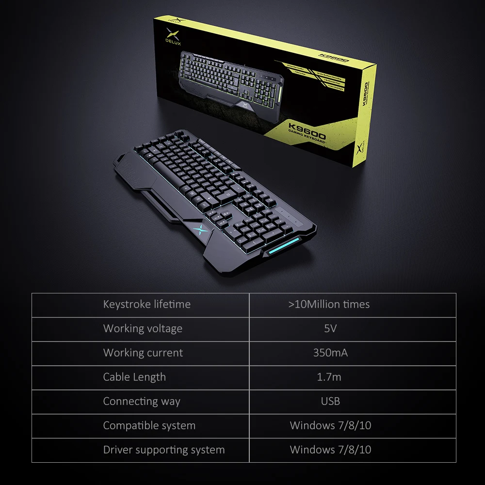 Игровая клавиатура Delux K9600 RGB с подсветкой 104 + 13 Keycaps русская/Enlgish раскладка