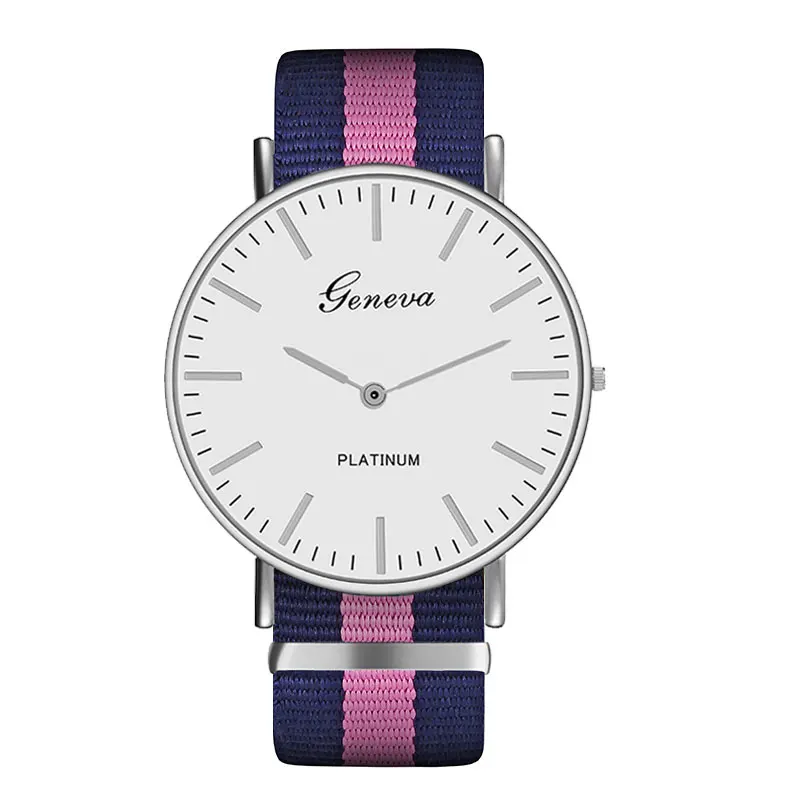 Top Luxury Brand Stripe Nylon Band Watch Men Quartz Wristwatch Casual Lady Woman Watch Montre Femme Reloj Mujer Horloges - Цвет: Color 11