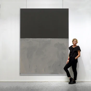 

Hand-painted oil painting rothko hallway decorative painting minimalist abstract black and white industrial style vertical versi
