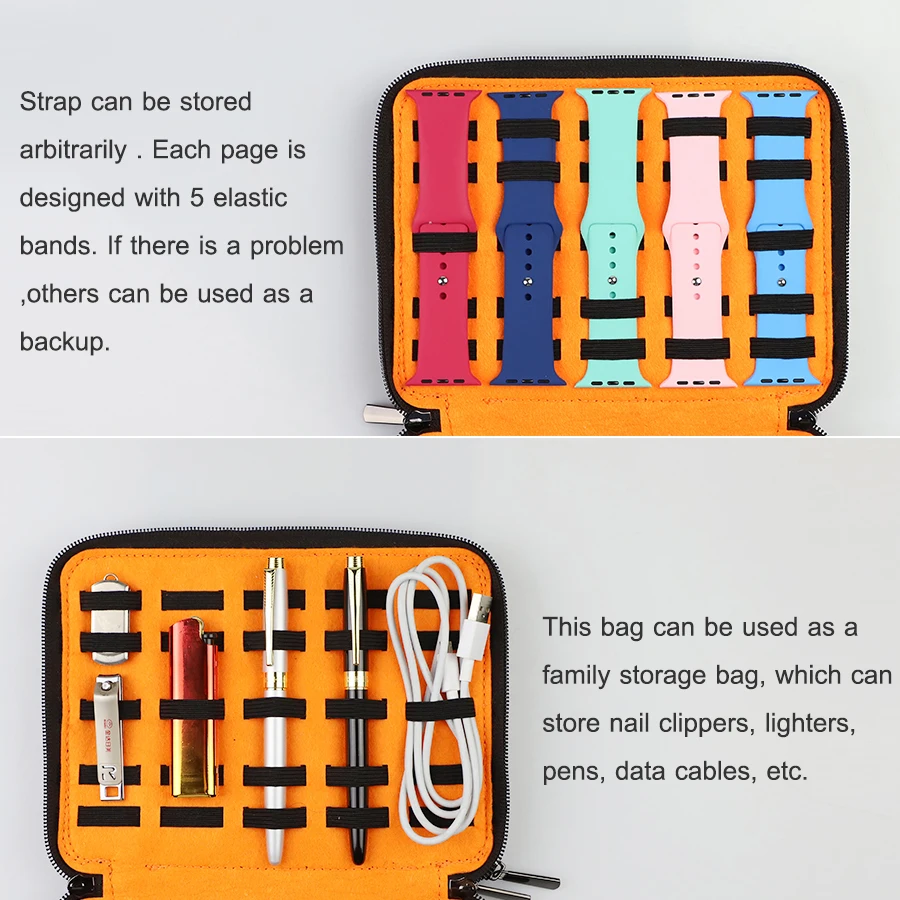 20 slots PU Leather Watch Box Pouch Travel Wrist Watch Strap Organizer Storage Watchband Box For Apple Band Holder Bag
