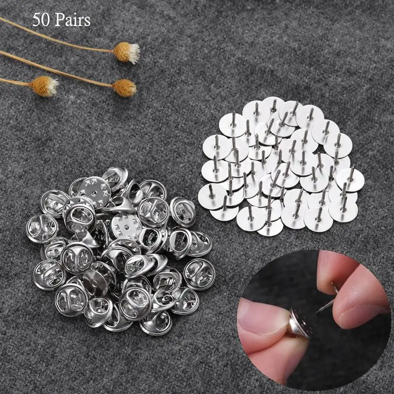 50 шт бабочка зажим для галстука Tacks заготовки для значков с муфтой обратно(хром