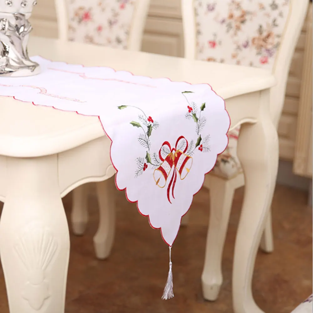 bell Christmas Table Flags Cover Embroidery Tablecloth Party Home Decorations Decors - Цвет: bell