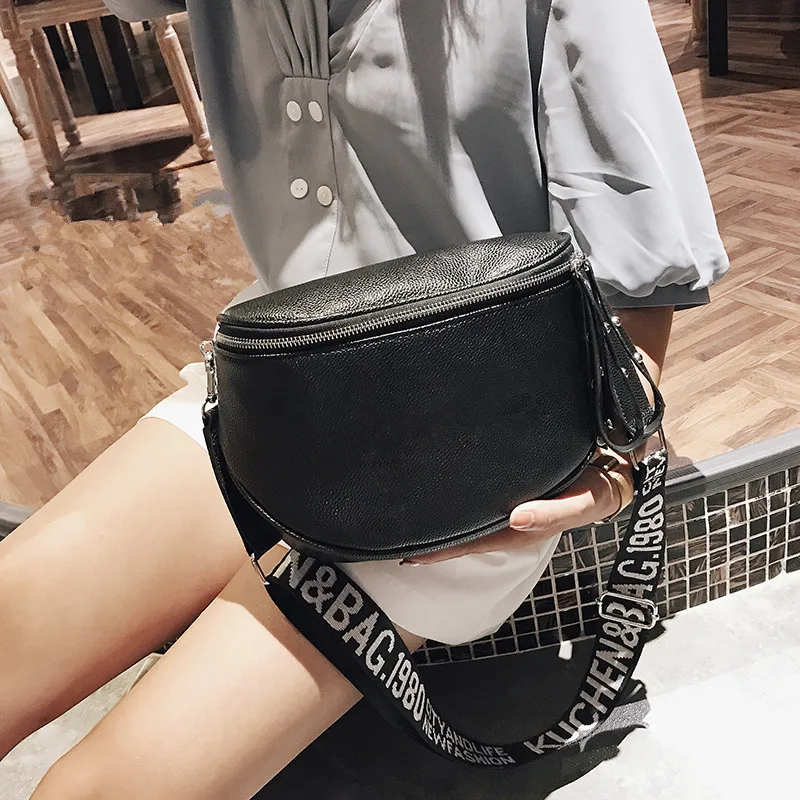 

2020 Fashion Women Pure Color Shell Leather Messenger Shoulder Bag Chest Bag