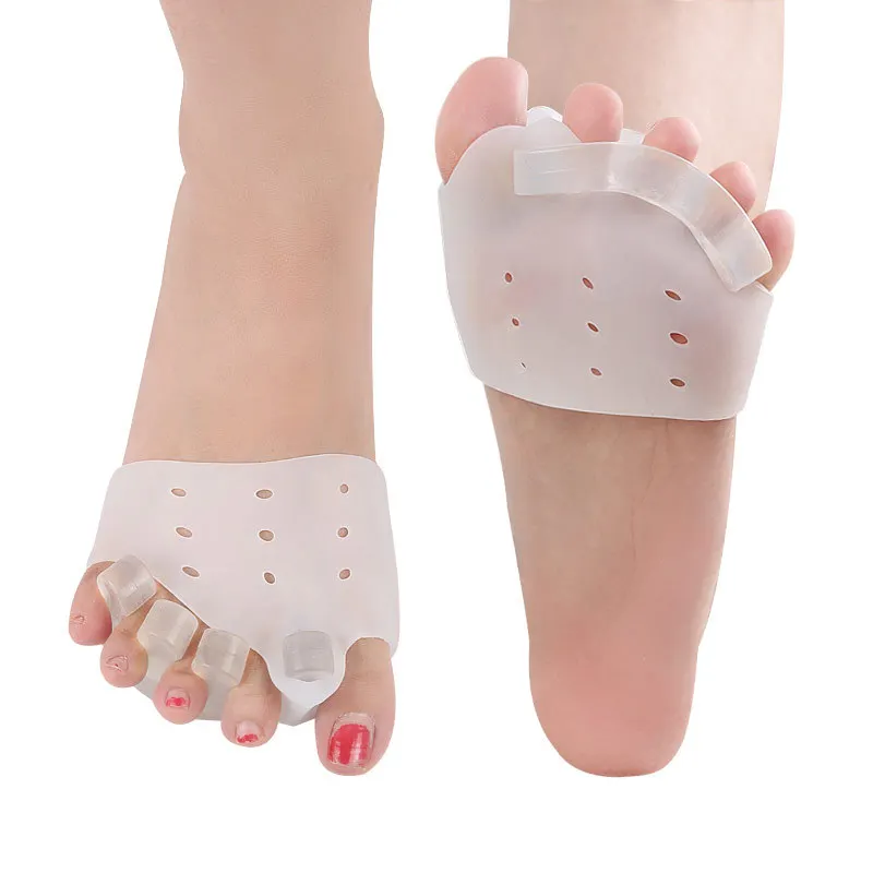 

New 2pcs / Set Toe Separators Silicone Gel Toe Corrector Protector Bunion Thumb Valgus Spreader Foot Care Tool Forefoot Pads