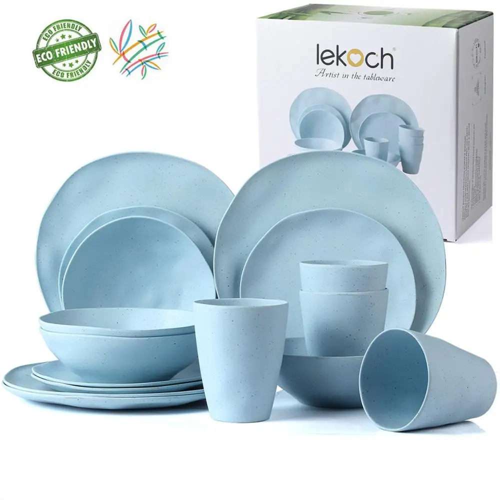 European tableware 16pcs for 4 person set Bamboo fiber Household