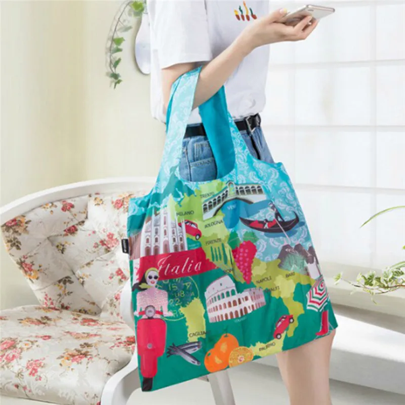 

Creative Environmental Storage Bag Handbag Foldable Shopping Bags Reusable Folding Eco Tote Bag