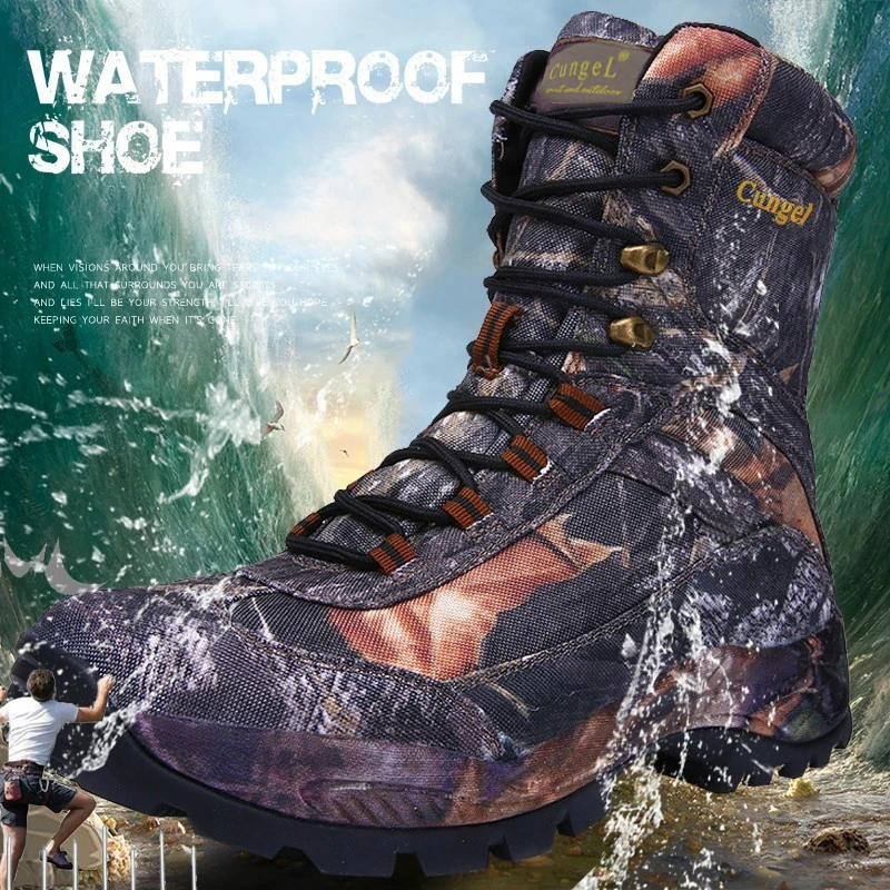 

Waterproof Hunting Boots Men Outdoor Male Hiking Shoes Professional Climbing Moutain Tractical Boots Men Big Size Trekking Shoe