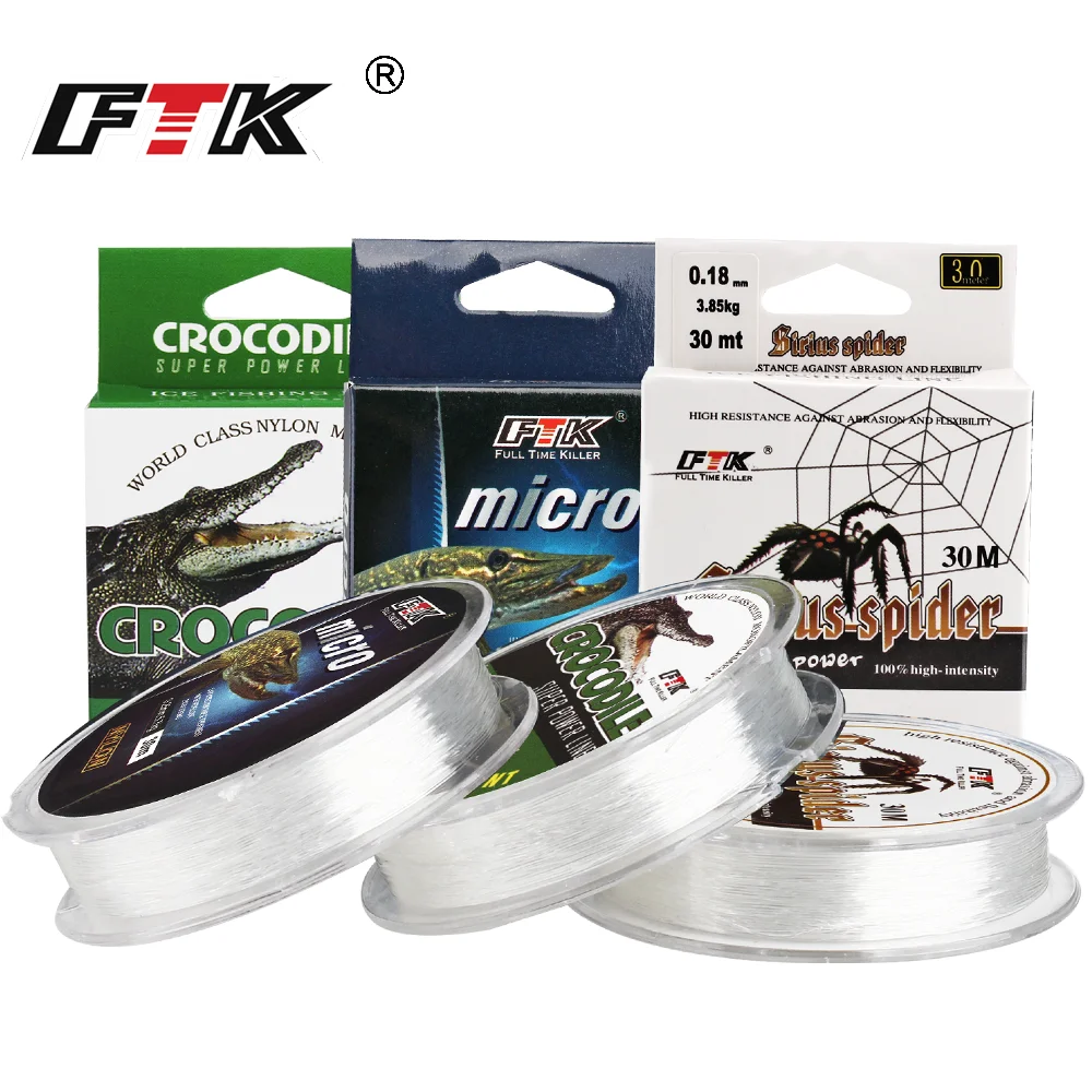 FTK Winter Ice Fishing Line 0.08MM-0.25MM 2.9LB-12.5LB Fishing Wire 100%  Nylon Extra Strong Braided Line Fishing Line Japan