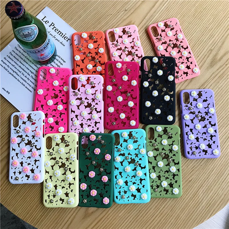 

3D Stereoscopic Hollow Flowers Hard PC Phone Case For iPhone XR XS MAX X 7 8 Plus 6 6s Plus Case Half Pack Cover Fundas Shell