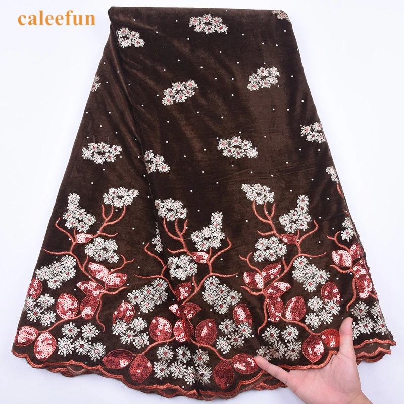 

Latest Sequins Velvet Lace Fabric 2020 High Quality Nigerian African Lace Fabric With Sequins For Evening Dresses Y2012