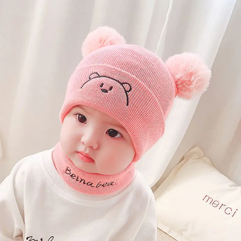 For Baby Girl Infant Boy Winter Hat 0-24M 2pcs Winter Baby Hat