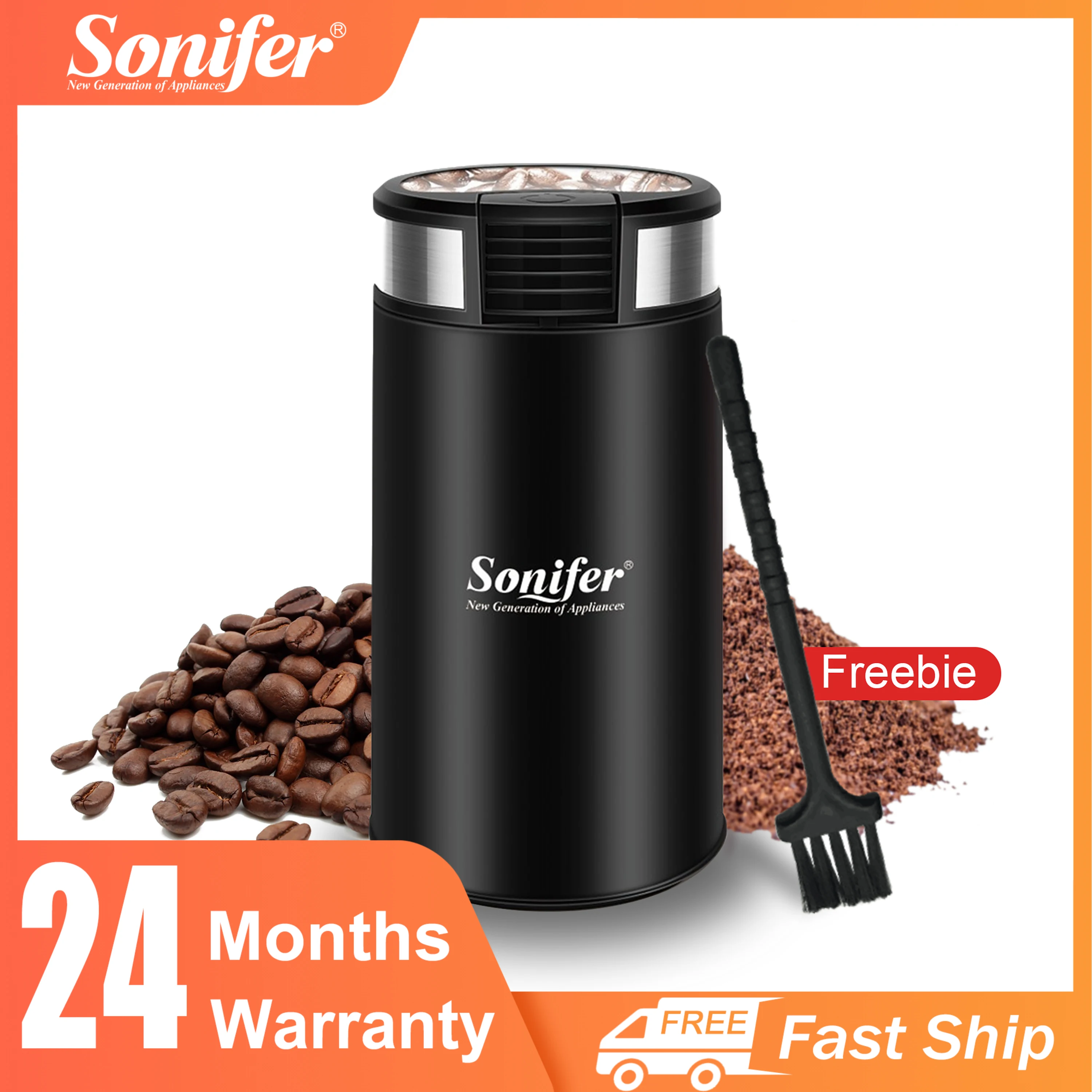 SONIFER Multifunctional Coffee Grinder Stainless Steel Body 160W High Power 