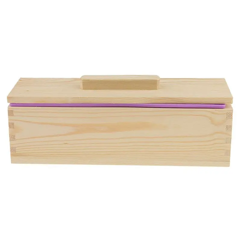

Promotion! DIY Handmade Soap Silicone Mold - Rectangular Soap Mold with Wooden Box and Wooden Lid - purple + wood, 900ml