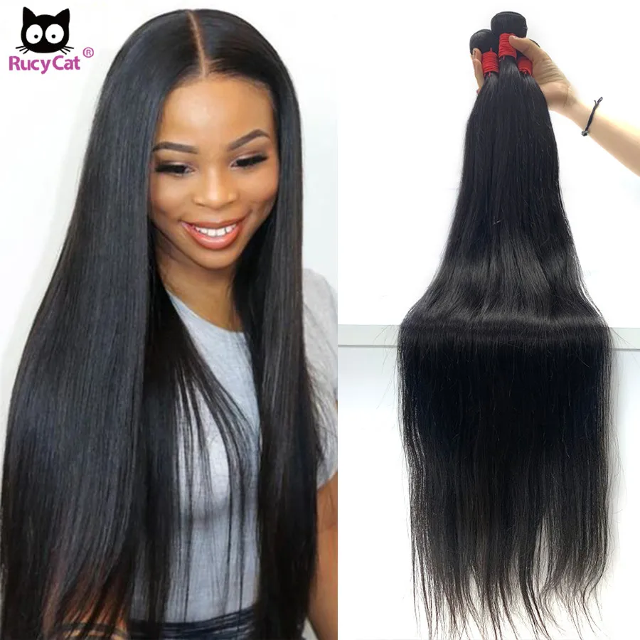 Straight Bundles 26 28 30 Inch In Stock 100% Human Hair Bundles Rucycat Indian Hair Remy Bone Straight Hair 30 Inch Bundles