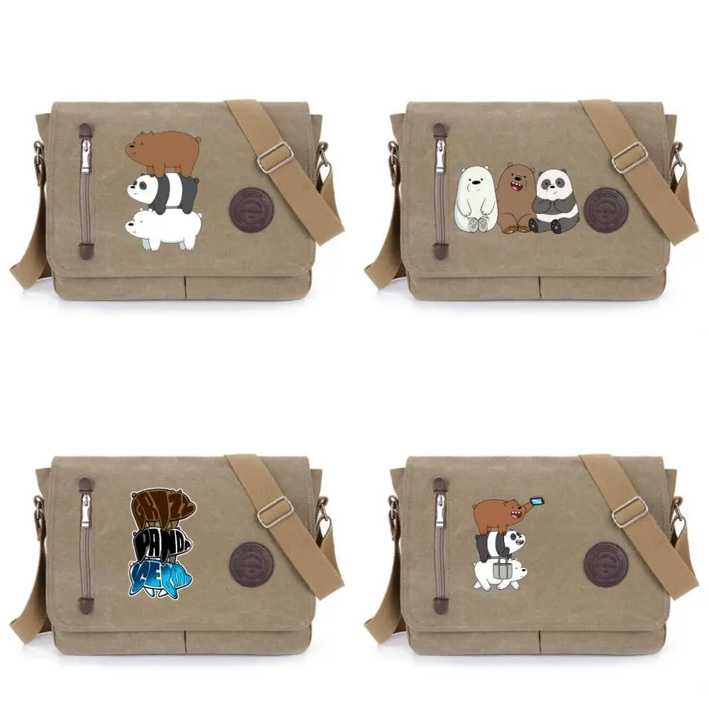 

We Bare Bears student bookbag Messenger Bags for Teens Boys Crossbodybag Women Travel Shoulder Bags