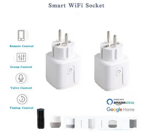 Умная розетка с голосовым управлением и Wi-Fi 2 шт. работает Apple HomeKit Amazon Alexa/Google Assistant