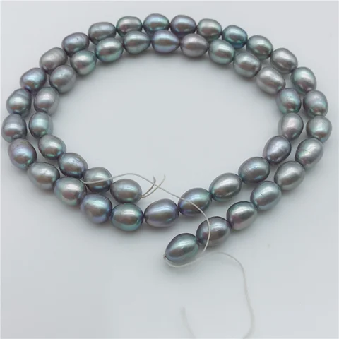 Diy серый рис настоящий пресноводный AA+ жемчужная форма 6-8 мм/7-9 мм свободные бусины 2 нити 15" - Цвет: 6-8MM