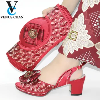 

New Fashion Matching Shoes and Bag Set Decorated with Rhinestone Nigerian Wedding Shoes and Bag Set Italy Shoes and Bag Sets