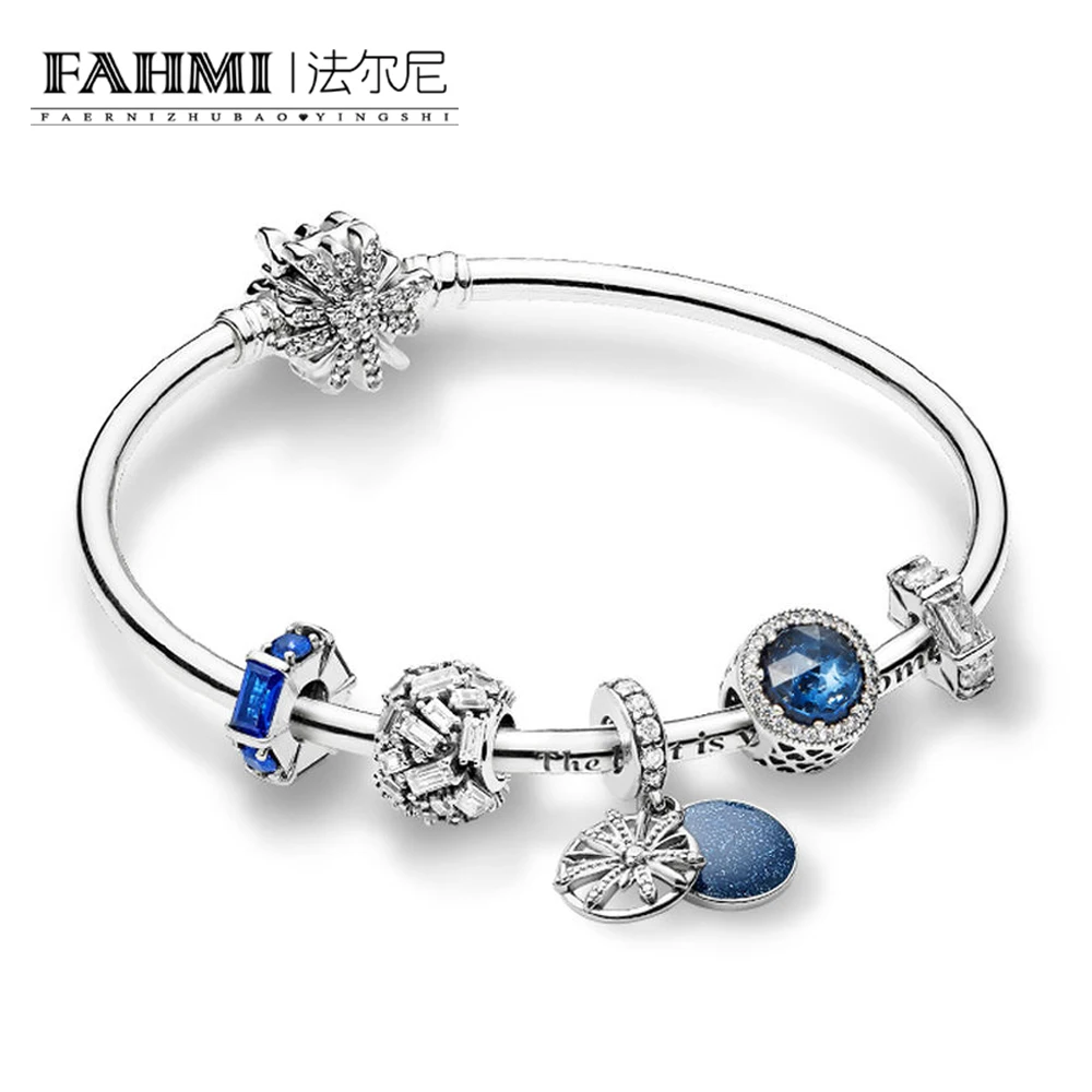

FAHMI 100% 925 Sterling Silver ZT0215 Vast Universe Wishes Winter Bracelet Set Chiselled Elegance Charm Dazzling Wishes Pendant