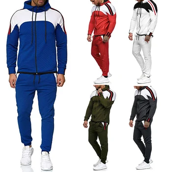 

2020 Brand Fashion Tracksuit Men Zipper Hoodies + Sweatpant Set Mens Gym Joggers Sweatshirts Suits Man Autumn Sportswear Sets