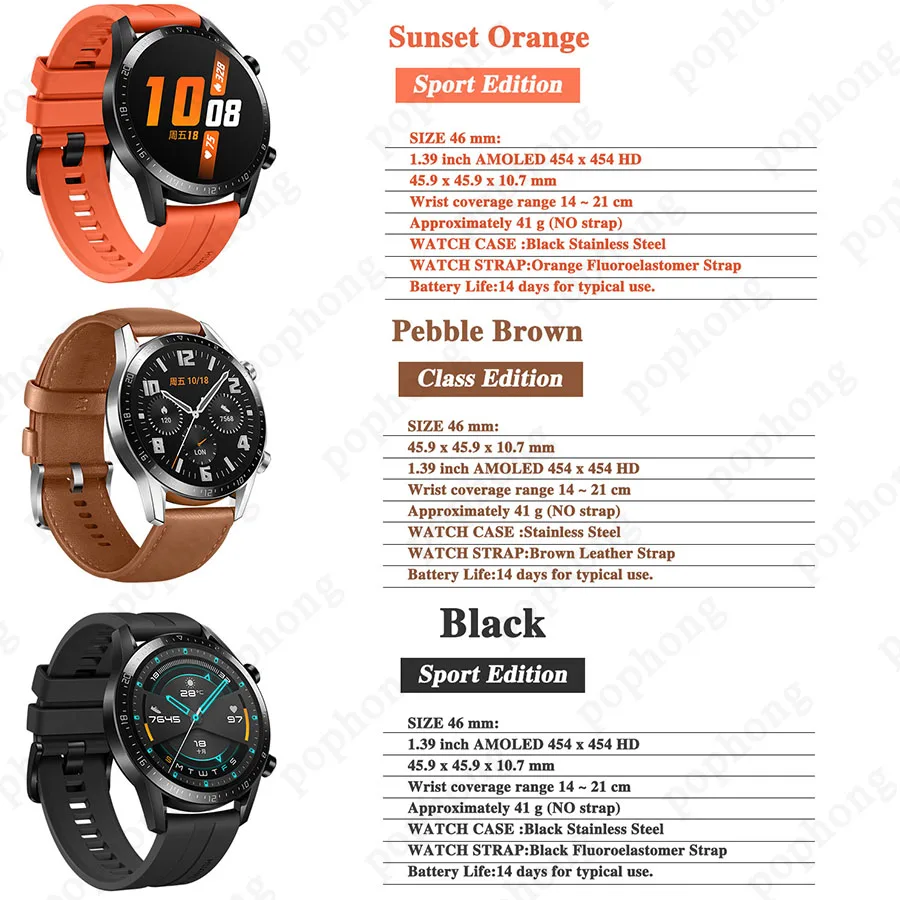 HUAWEI Watch GT 2, умные часы Kirin A1, Bluetooth, умные часы, 5,1, кровяный кислород, пульсометр, режим сна, 14 дней, срок службы батареи