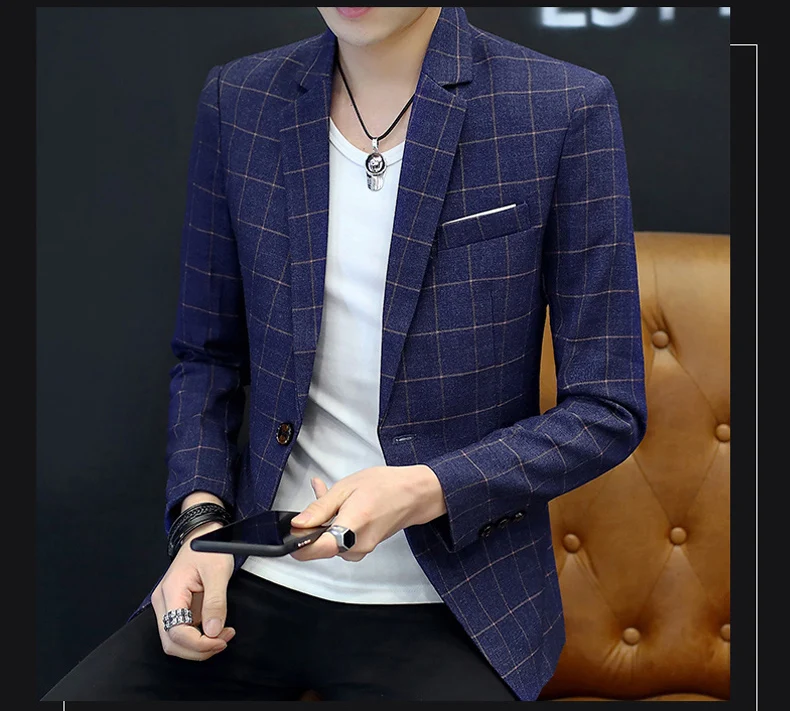 Мужские Сетки Блейзер Куртки с отворотом воротник Slim Fit Пальто Куртка Верхняя одежда Повседневная одна кнопка C76