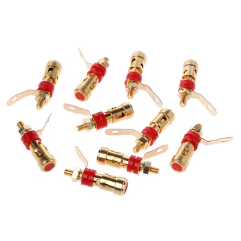 

10PCS Brass Speaker Binding Post Spring Loaded Press Subwoofer Basket Terminal Drop Ship Support