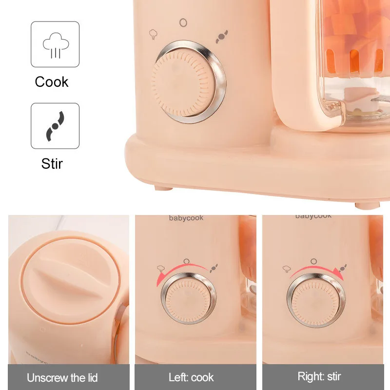 220V Baby Food Supplement Machine Multicooker Solid Food Cooking Machine Electric Blender Grinder Mixer Steaming and Cooking food blender