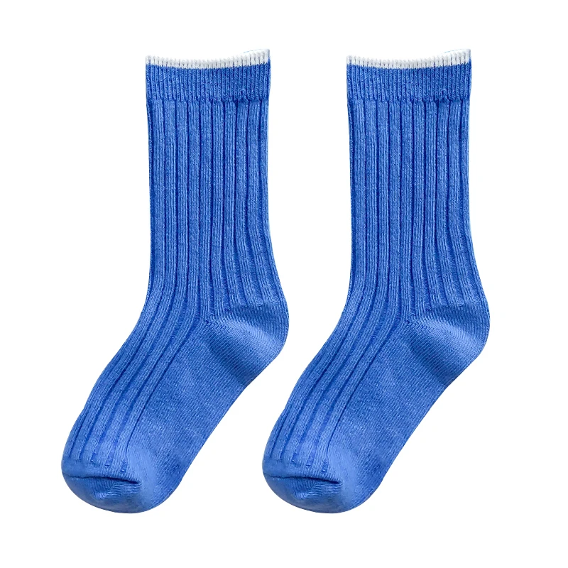 Детские высокие носки для маленьких девочек и мальчиков зимние хлопковые длинные носки без пятки модные Носки ребенок теплый школьный белый носок новые детские вещи - Цвет: blue