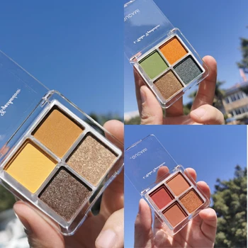 

Cosmetic 4 Color Eye Shadow Palette Matte Pearlescent Lasting Glitter Waterproof Crystal Pigment Makeup