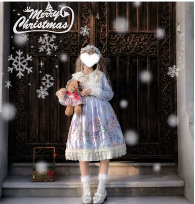 Платье Лолиты для костюмированной вечеринки; милое платье принцессы kawaii; Vestidos; мягкое платье для девочек; рождественские вечерние платья с длинными рукавами для женщин