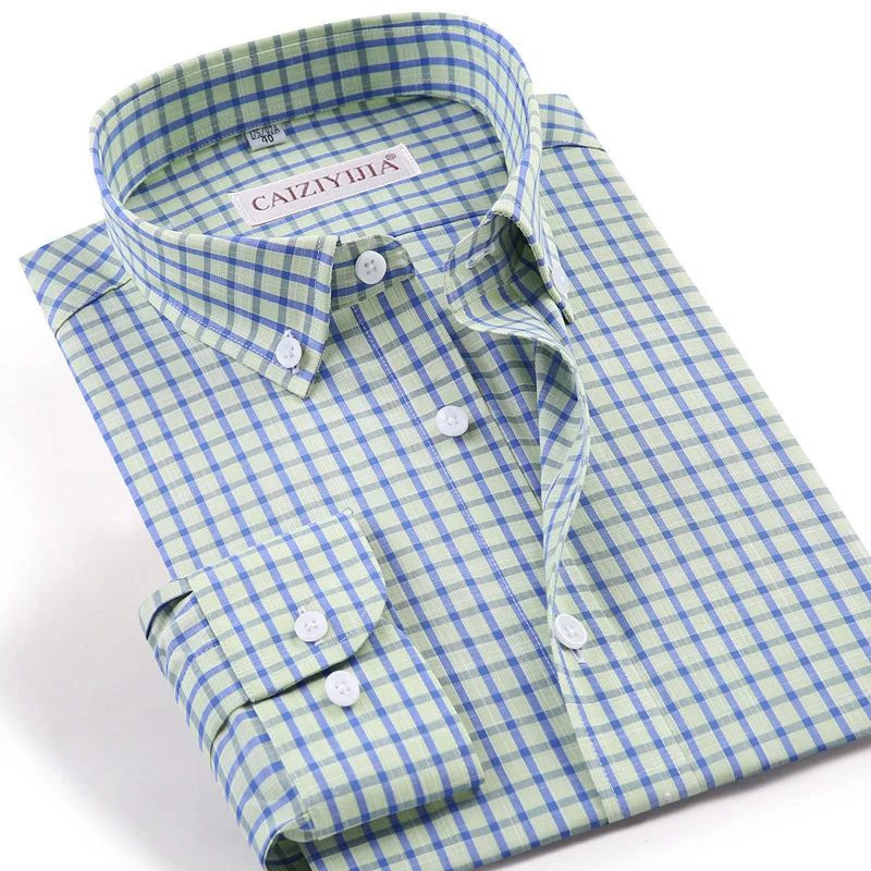 

Men's Long Sleeve Mini Plaid Button Up Shirt Easy Care Fabric - Wrinkle Free Casual Checkered 100% Cotton Stylish Gingham Shir
