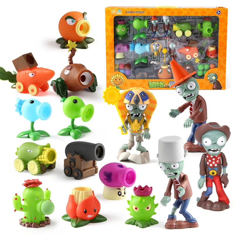 Plants Vs Zombies Toys Set Series Pea Shooting Anime Action Figures