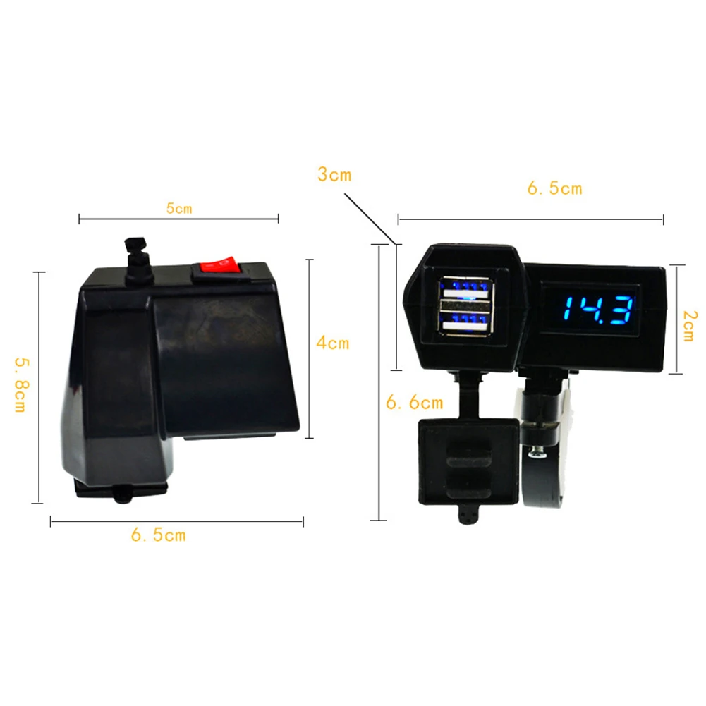 Хороший 12-24V двойной USB мотоцикл руль зарядное устройство Socketed Адаптер Цифровой вольтметр