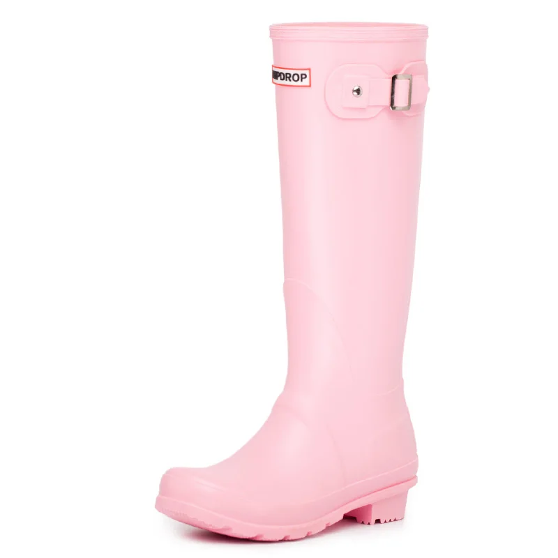 Резиновые сапоги для дождливой погоды; высокие резиновые сапоги для женщин в британском классическом стиле; водонепроницаемые резиновые сапоги; женские резиновые сапоги; резиновые матовые сапоги - Цвет: Light Pink
