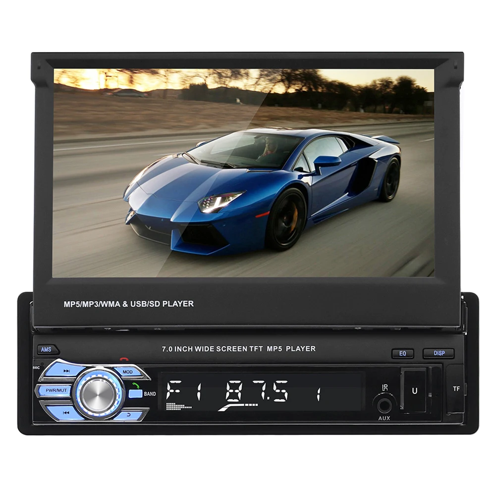 

7 Inch Car Stereo Audio Radio GPS Navigation Retractable Autoradio With 9601G Screen Bluetooth Car BT DVD MP5 SD FM USB Player