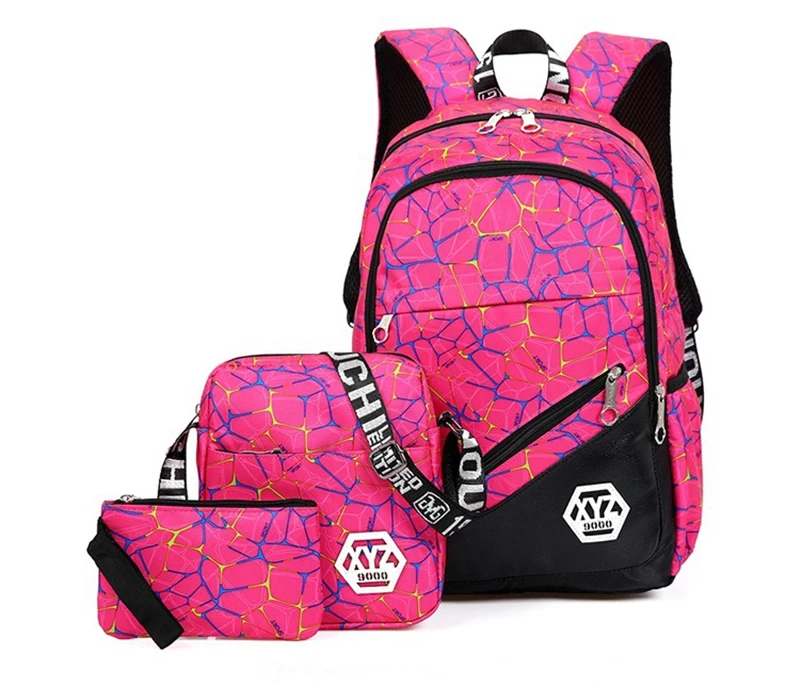 Quality Nylon School Bags Fashion Camouflage Kids Backpack For Teenagers Girls Boys Schoolbag Three-piece Travel Laptop Backpack