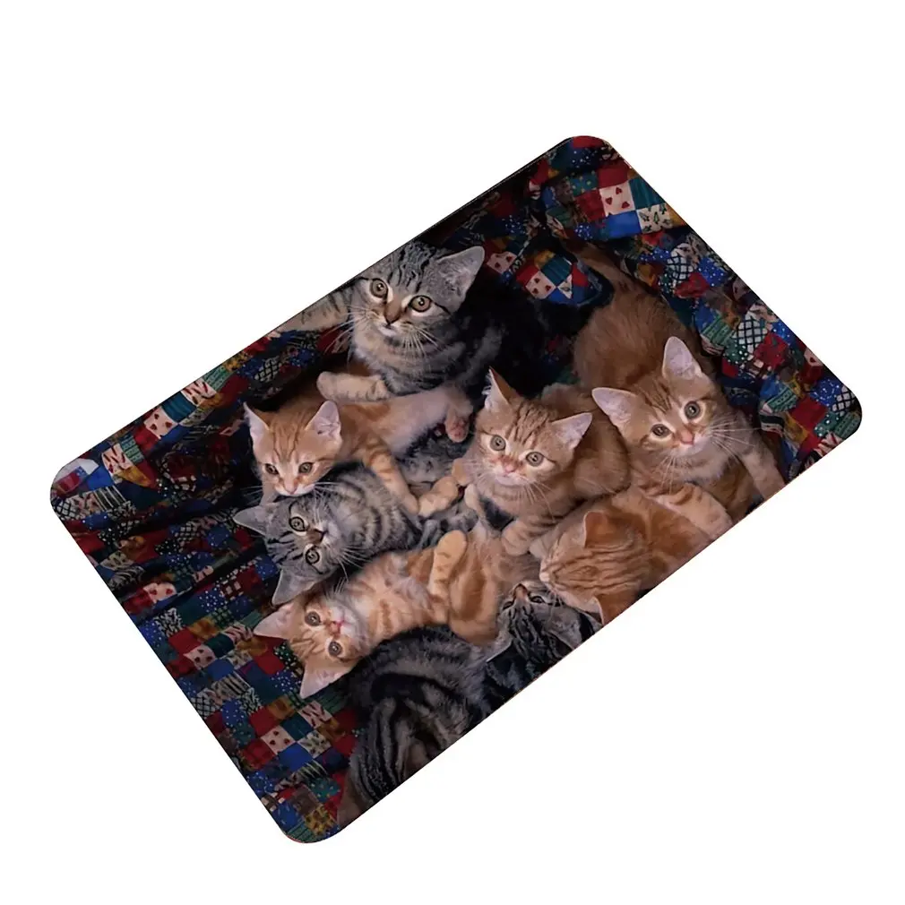 

3D Kawaii Cat Print Welcome Floor Mats Bedroom Hallway Carpet Anti-Slip Soft Doormat for Living Room Kitchen