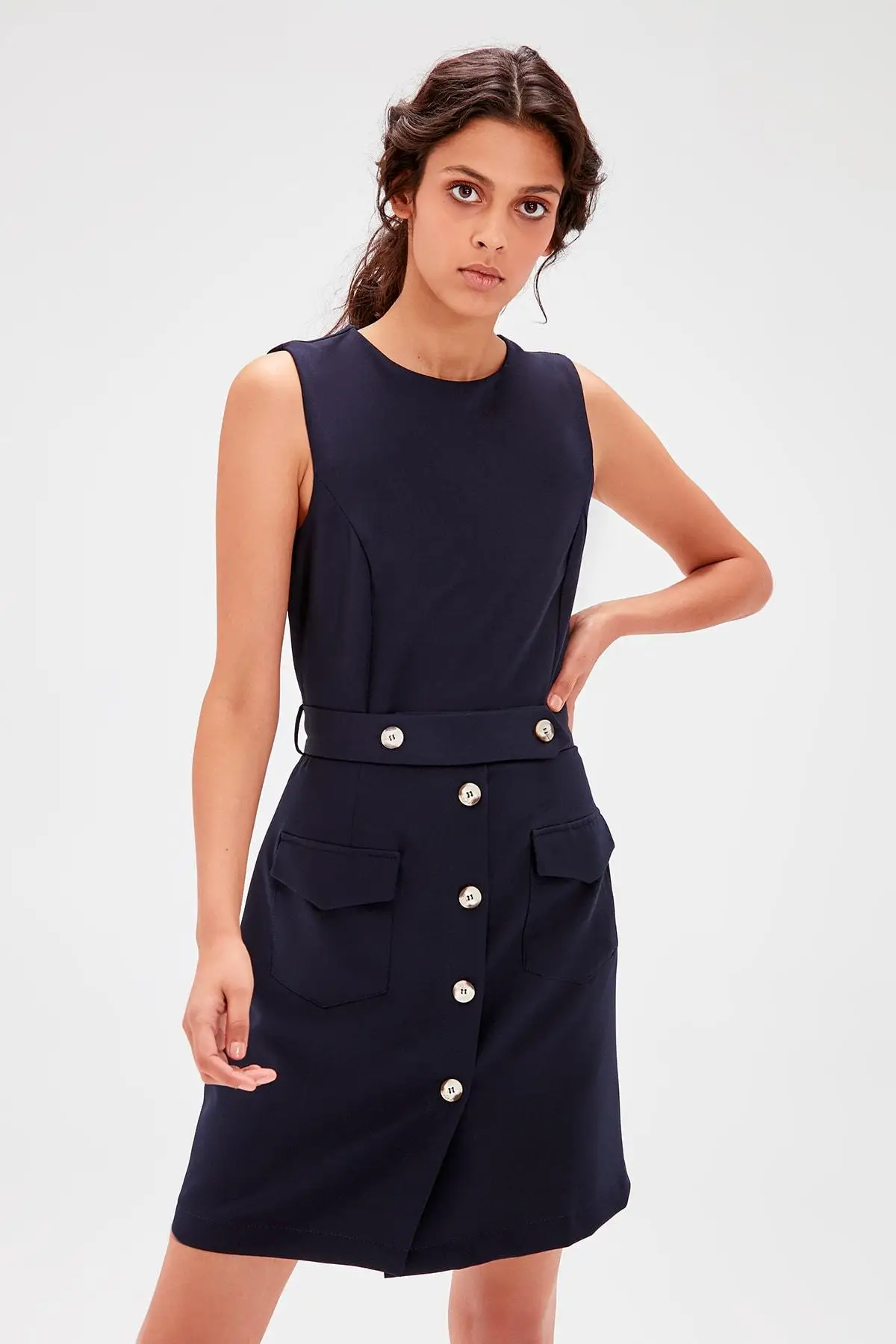 Платье Trendyol Navy Kemerli TWOAW20EL0071|Платья| |
