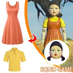 T Shirt à col jaune pour fille, haut et pull, costume cosplay du film le calmar, 2021 