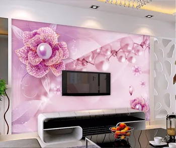 

CJSIR Custom Photo 3D Mural, Purple Flower Jewelery TV Wall Background Papel De Parede Wall Paper Wallpaper for Walls 3 d