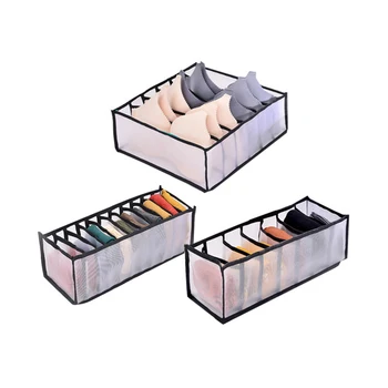 

3pcs Non-woven Storage Box Underwear Bra Socks Ties Drawer Storage Organizer Boxes Closet Divider