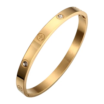 

Fashion Pulseiras Crystal Cross Bracelets & Bangle for Women Men Couple Stainless Steel Bracelet Gold Color Wedding Jewelry Gift