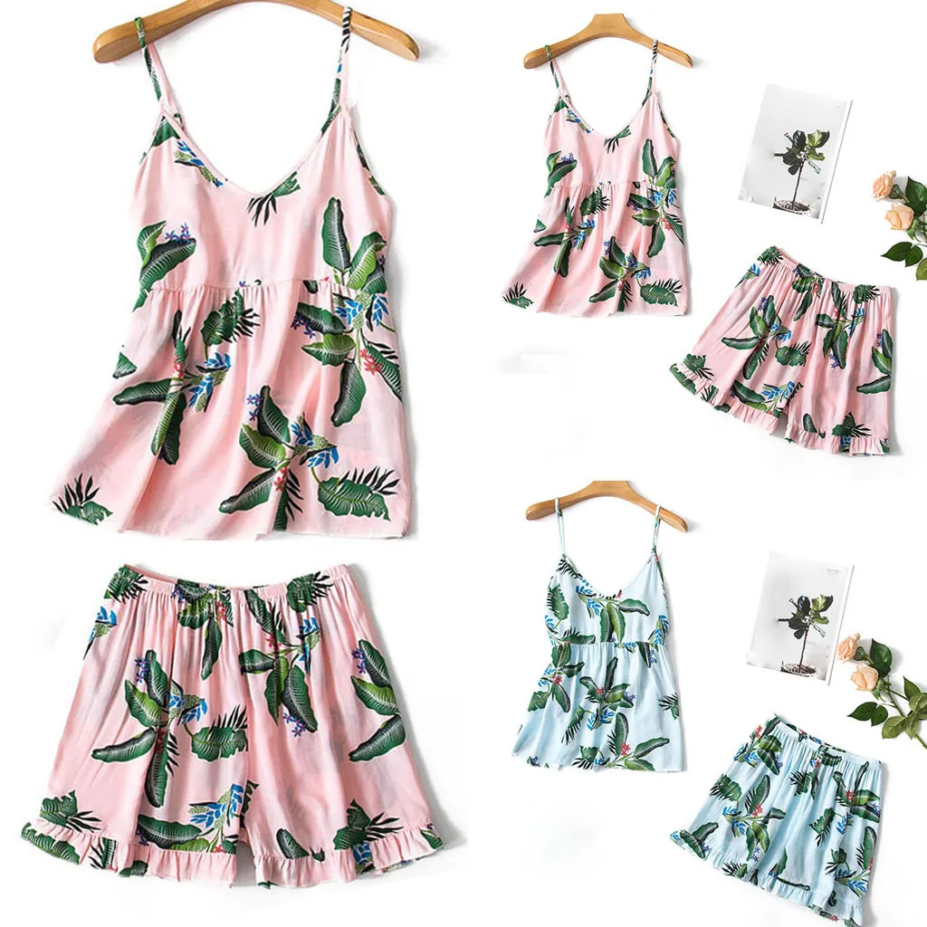 Женская одежда для сна, сексуальная Хлопковая пижама, японский Kawaii Pijama Mujer, пижама с v-образным вырезом, без рукавов, милая пижама с принтом, домашняя одежда, XB50