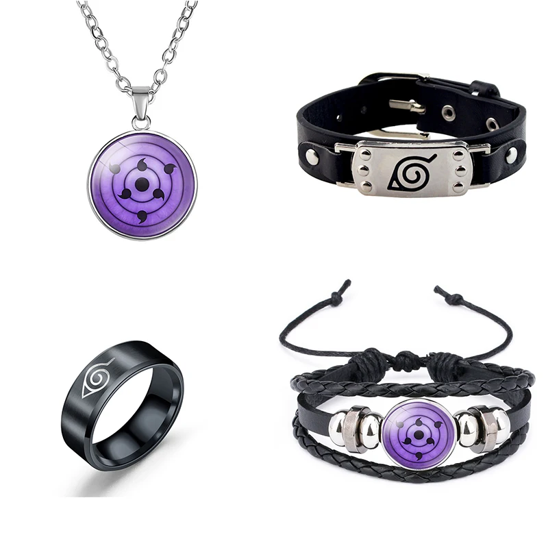 Anime Cosplay Itachi Bracelet Ring Necklace 4 Pieces Accessories Akatsuki Deidara Ninja Character Props Women Men Cool | Украшения и